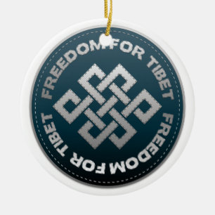 Freedom For Tibet Stitch Ceramic Tree Decoration