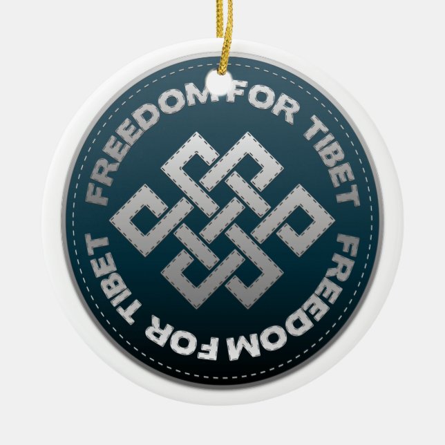 Freedom For Tibet Stitch Ceramic Tree Decoration (Front)