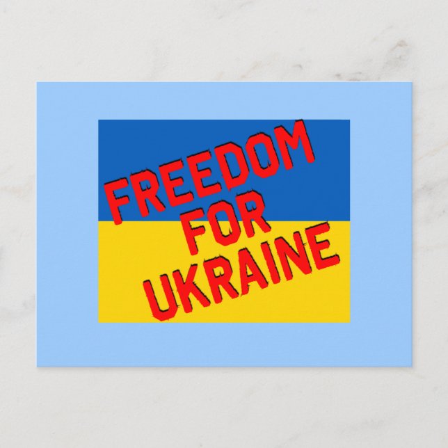 FREEDOM FOR UKRAINE with Flag Postcard (Front)