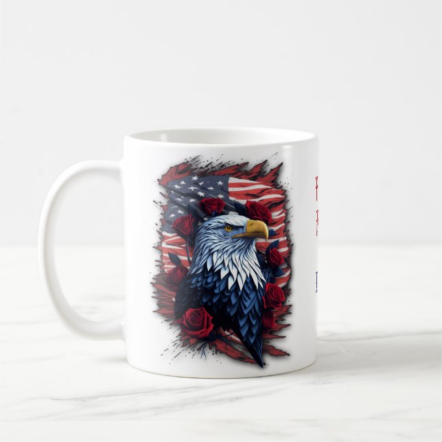 Freedom Forever Liberty For All Patriotic Eagle Coffee Mug (Left)