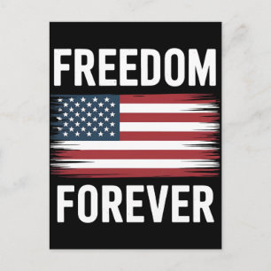 Freedom forever patriotic american flag design holiday postcard