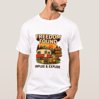 Freedom Found Vintage Camper Adventure T-Shirt
