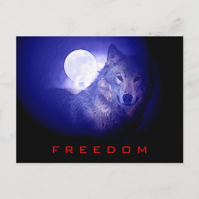 Freedom - Free Spirit Wolf & Moon Card (Front)