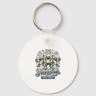 Freedom Frog Squad Vintage Patriotic Shirt Design_ Key Ring