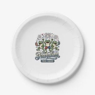 Freedom Frog Squad Vintage Patriotic Shirt Design_ Paper Plate