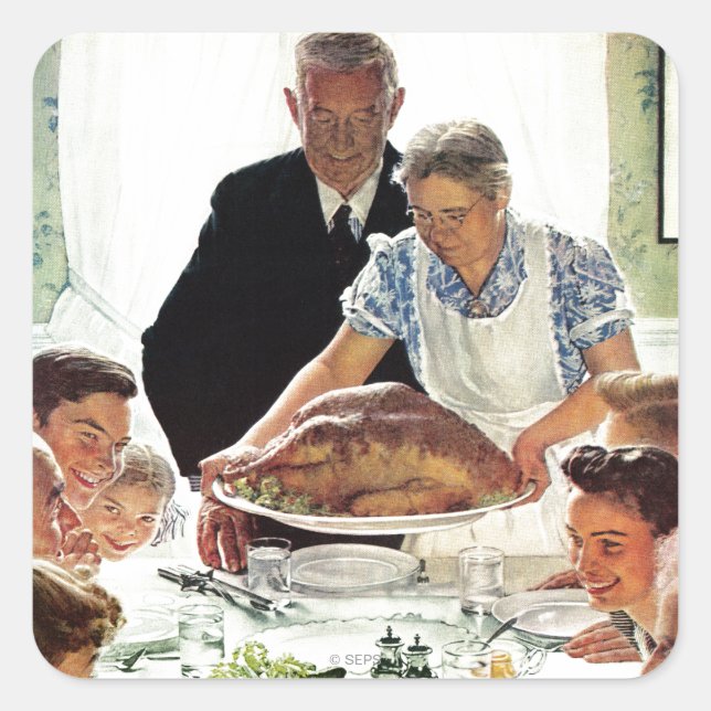 Freedom From Want Square Sticker (Front)