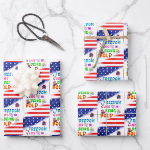 Freedom Gift Lies In Being Bold Wrapping Paper Sheet