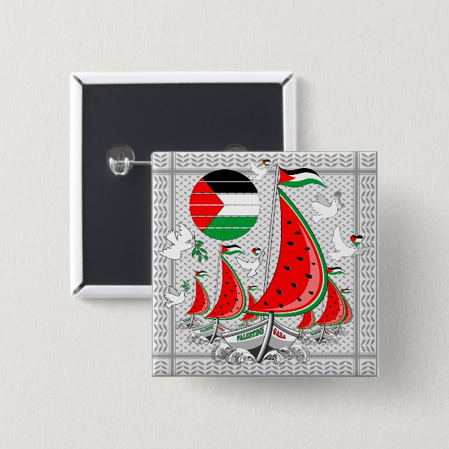Freedom Global Sumud Flotilla Boats to Gaza 15 Cm Square Badge (Front & Back)