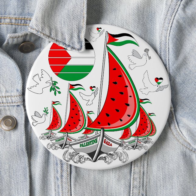 Freedom Global Sumud Flotilla Boats to Gaza 6 Cm Round Badge (In Situ)