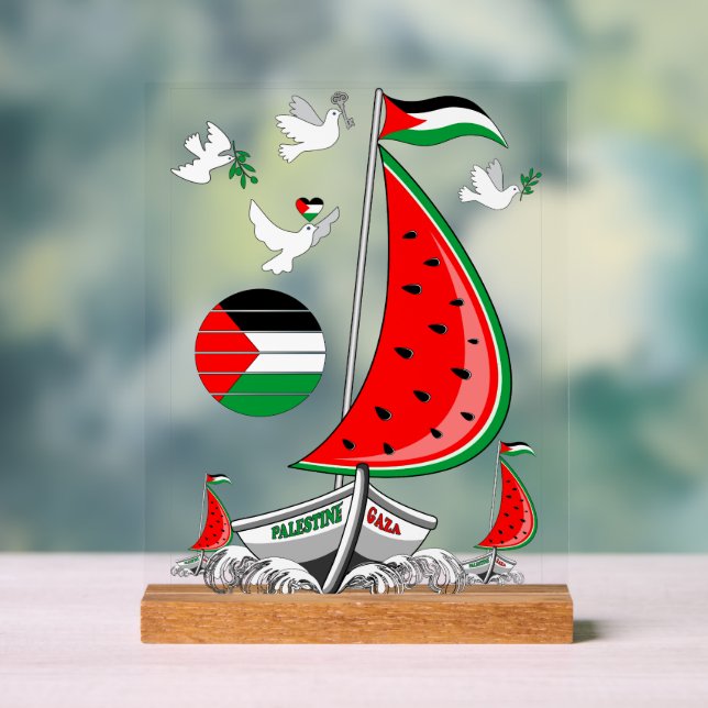 Freedom Global Sumud Flotilla Boats to Gaza Acrylic Sign (Neutral)