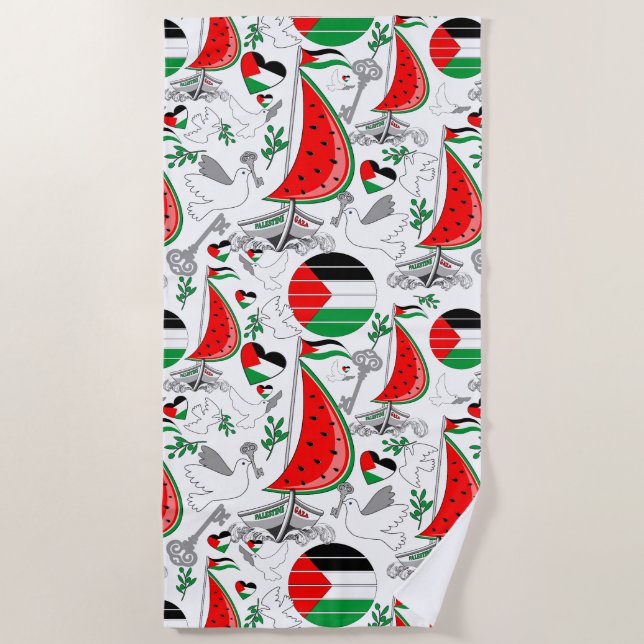 Freedom Global Sumud Flotilla Boats to Gaza Beach Towel (Front)