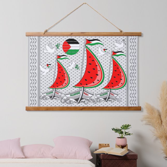 Freedom Global Sumud Flotilla Boats to Gaza Hangin Hanging Tapestry (Bedroom)