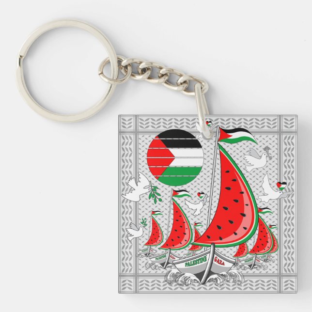 Freedom Global Sumud Flotilla Boats to Gaza Key Ring (Front)