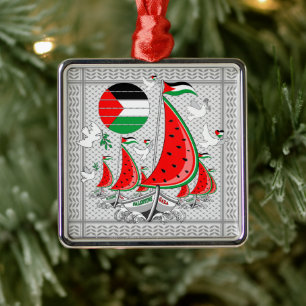 Freedom Global Sumud Flotilla Boats to Gaza Metal Tree Decoration
