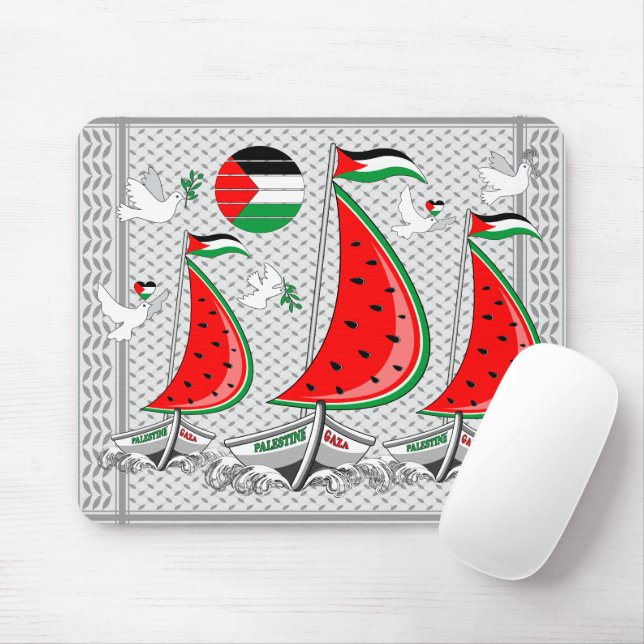 Freedom Global Sumud Flotilla Boats to Gaza Mouse Mat (With Mouse)