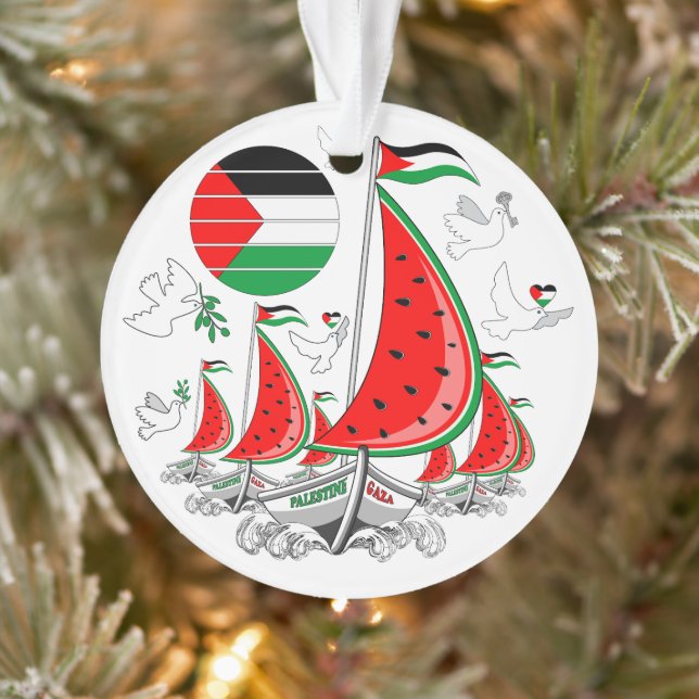 Freedom Global Sumud Flotilla Boats to Gaza Ornament (Tree)
