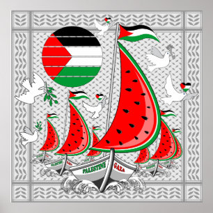 Freedom Global Sumud Flotilla Boats to Gaza Poster