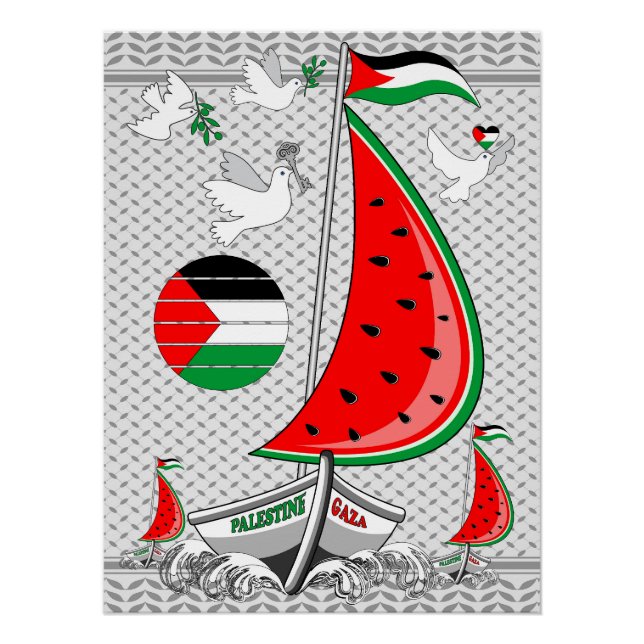Freedom Global Sumud Flotilla Boats to Gaza Poster (Front)