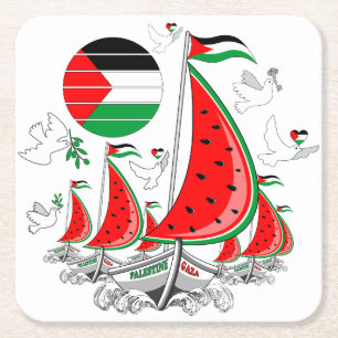 Freedom Global Sumud Flotilla Boats to Gaza Square Paper Coaster