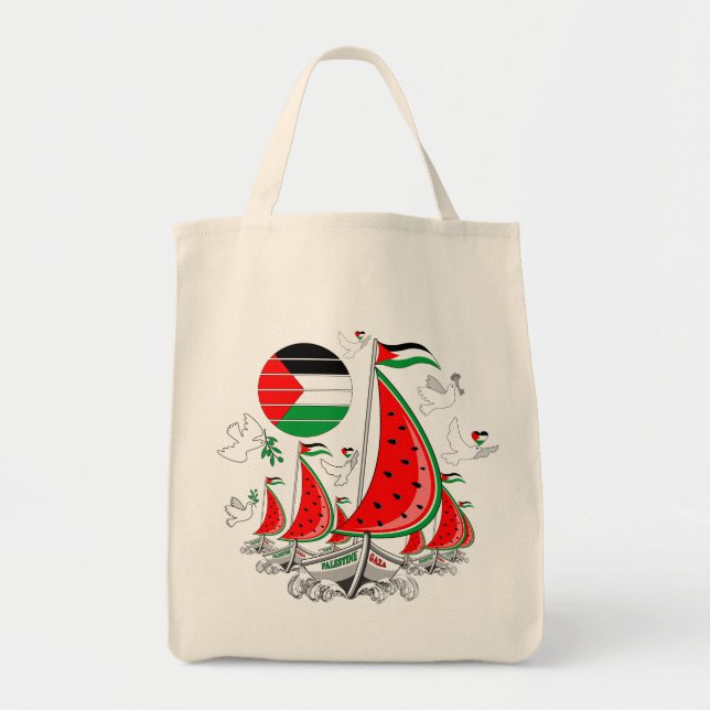 Freedom Global Sumud Flotilla Boats to Gaza Tote Bag (Front)