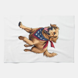 Freedom Golden Retriever Vintage Engraving Shirt 4 Tea Towel