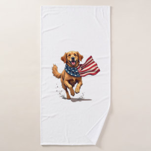 Freedom Golden Retriever Vintage Engraving Shirt Bath Towel