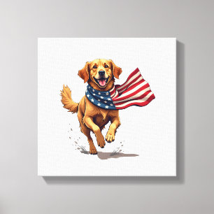 Freedom Golden Retriever Vintage Engraving Shirt Canvas Print