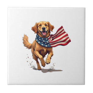 Freedom Golden Retriever Vintage Engraving Shirt Tile