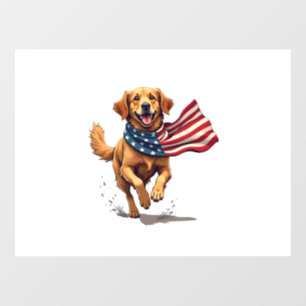 Freedom Golden Retriever Vintage Engraving Shirt Window Cling