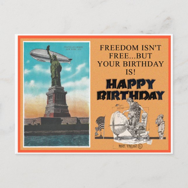 FREEDOM HAPPY BIRTHDAY GREETING POSTCARD (Front)