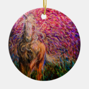 Freedom Horse Pink Pendant Ceramic Tree Decoration