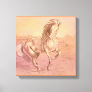 Freedom Horse Wrapped Canvas Print- Pink Peach