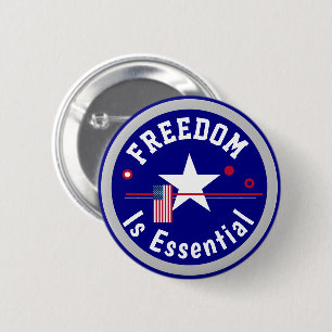 Freedom is essential 6 cm round badge