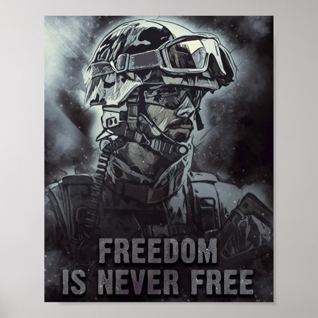 Freedom is Never Free Military and Soldier Quote Poster (Front)