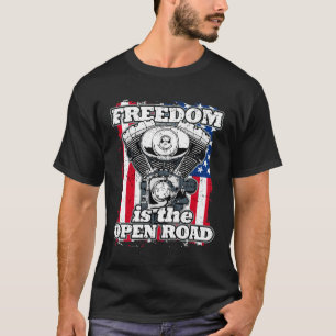 Freedom Is The Open Road American Flag Bikers T-Shirt