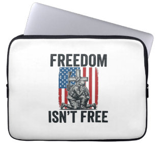 Freedom Isnt Free Patriotic Soldier Memorial Laptop Sleeve