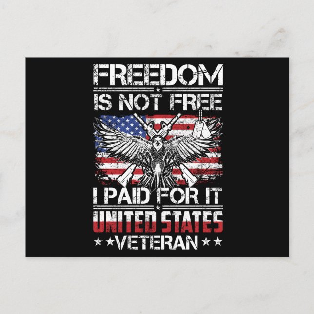 Freedom Isnt Free Veteran - American Eagle Postcard (Front)