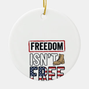 Freedom Isnt Free Vintage Patriotic Shirt Design_1 Ceramic Tree Decoration