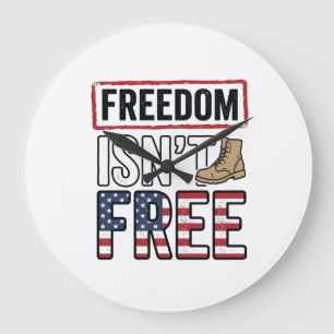 Freedom Isnt Free Vintage Patriotic Shirt Design_1 Large Clock
