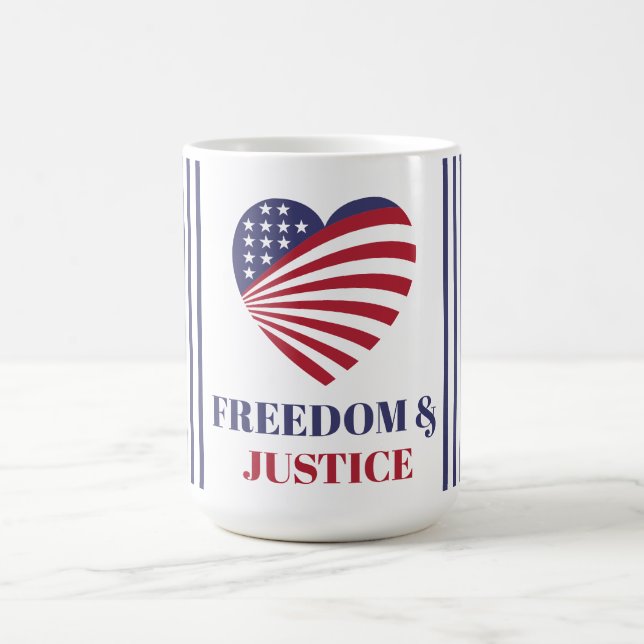 Freedom & Justice American Flag with Heart.  Coffee Mug (Center)