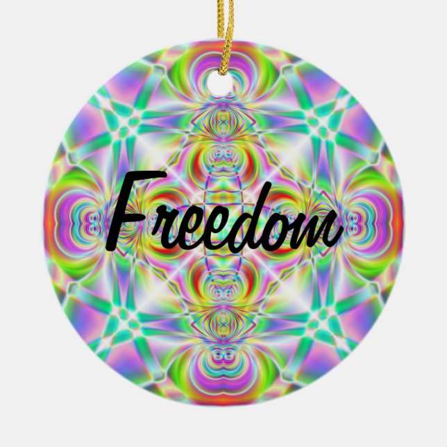 "Freedom - Liberty" Ceramic Tree Decoration (Front)