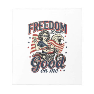 Freedom Looks Good Patriotic Vintage Eagle Notepad