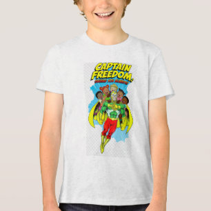 Freedom Man Cartoon Kids T-Shirt – Cute Superhero Tri-Blend Shirt