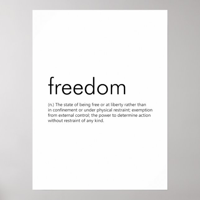 Freedom Meaning | Dictionary Definition Freedom Poster (Front)