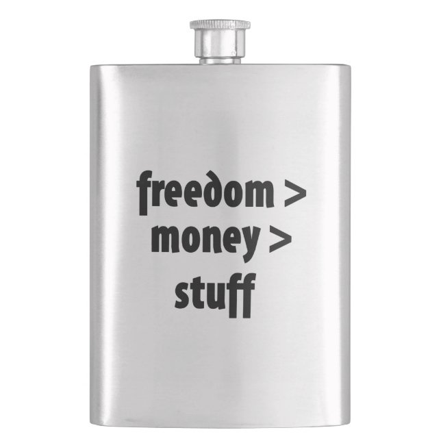 Freedom > Money > Stuff Hip Flask (Front)