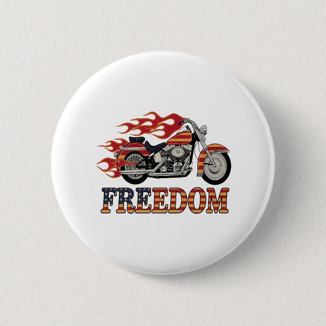 Freedom Motorcycle Flames 6 Cm Round Badge (Front)