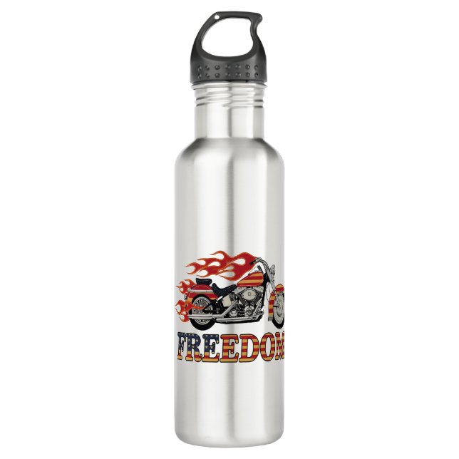 Freedom Motorcycle Flames 710 Ml Water Bottle (Front)