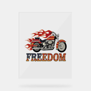 Freedom Motorcycle Flames Acrylic Sign