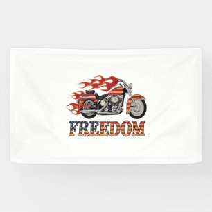 Freedom Motorcycle Flames Banner