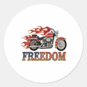 Freedom Motorcycle Flames Classic Round Sticker